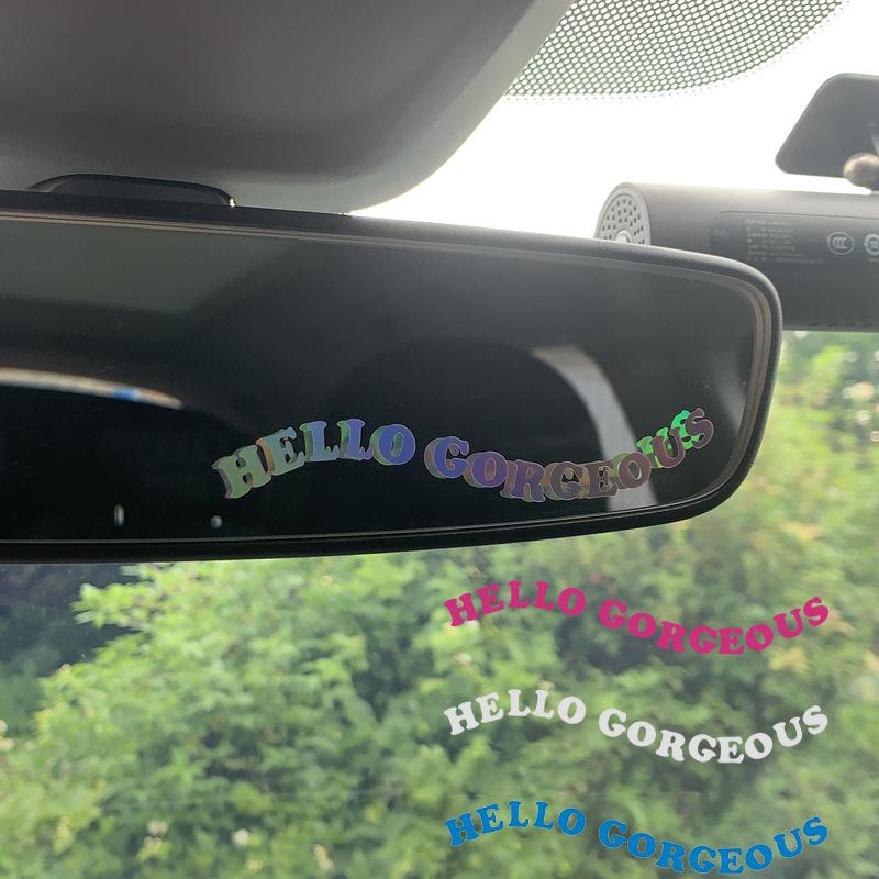 1 шт. наклейка на зеркало автомобиля Hello Gorgeous Text Cute Vinyl Decals Auto Decoration Access Водонепроницаемая наклейка на зеркало автомобиля
