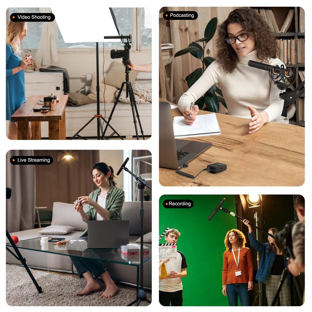 Comica VM30 Video Gun Microphone Wireless Wired Dual Mode Ultra Unidirectional Low External Microphone Wireless Microphone for and PCs + [USB-C & &