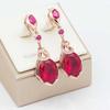 Sparkling Luxury Palace Style Ruby Earrings for Women Copper Plating Rose Gold Red Zircon Wedding Engagement Zircon Gift