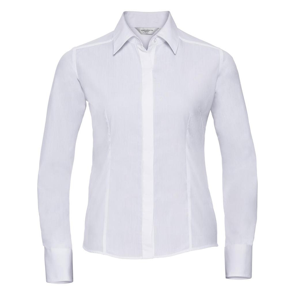 Russell Collection Ladies/Womens Long Sleeve Poly-Cotton Easy Care Fitted Poplin Shirt