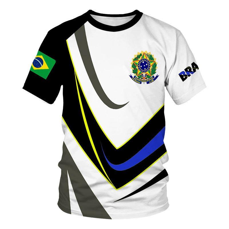 Hot Selling World Cup BRASIL Brazil Flag 3D Printed Pattern T-shirt for Men's Sports Leisure