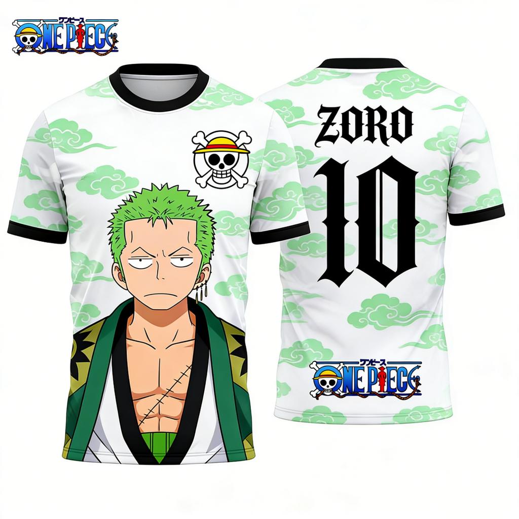 One Piece Roronoa Zoro #10 T-Shirt, Men Women Short Sleeve Casual Anime Streetwear Tee Summer quick-drying sports jersey