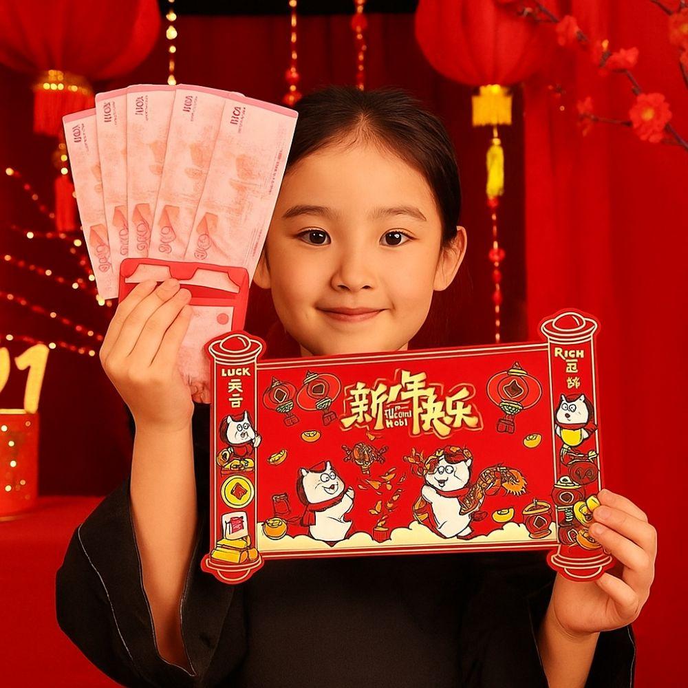 Traditional 2026 Horse Year Red Envelope Cartoon Lucky Red Pockets Birthday Celebration