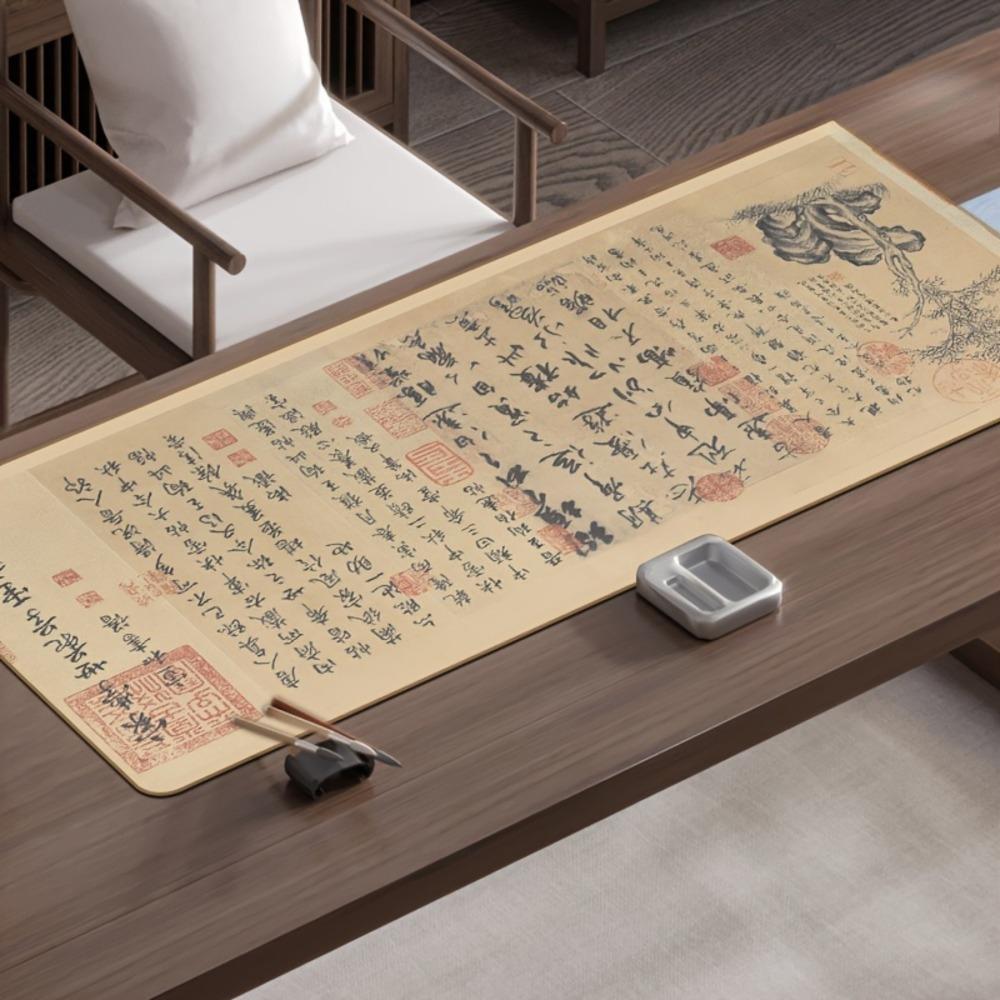 Vintage Chinese Calligraphy Writing Mat With Classic Art And Poetry Designs Office Artistic Use Desk Accessories Mousepad Gamer