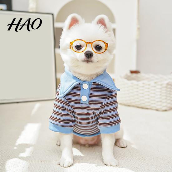 Daily Wear for Dogs Cute Dog Shirt, Striped Collared Clothes, Summer Button Up T-Shirt, Soft Poodle Outfit Breathable Puppy Outfits Small Medium Cats
