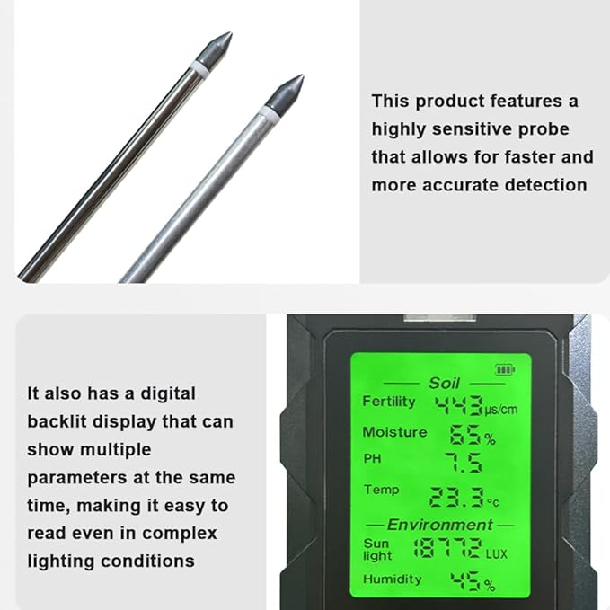 2026 Best 6 in 1 Intelligent Soil Meter Fertility/PH/Moisture/Temp/Sunlight/Humidity Soil Tester for Agriculture and Garden