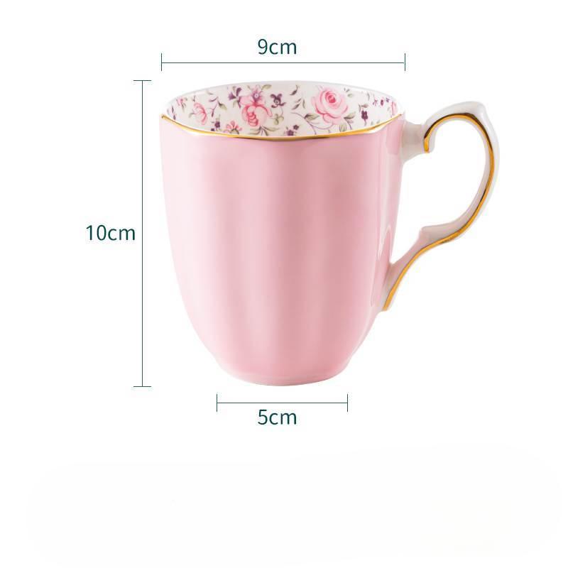 Керамическая кофейная кружка с цветочным узором, розовая и фиолетовая чашка для чая с ручной росписью и ручками, чашка для горячего питья среднего размера, 400 мл