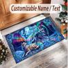 Wolf Theme Soft Crystal Velvet Rug Custom Name & Text Print Non Slip Floor Rug for Bedroom Living Room