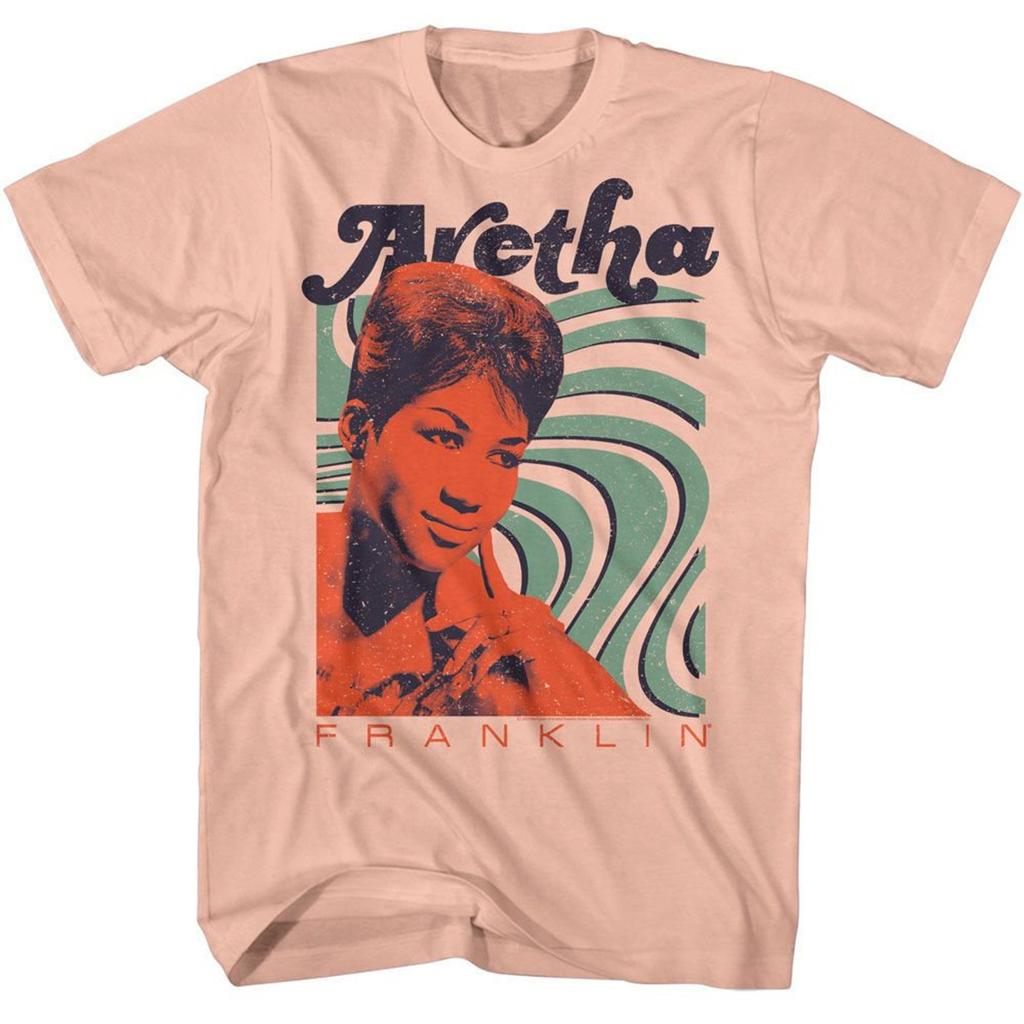 Aretha Franklin Waves Peach Adult T-Shirt