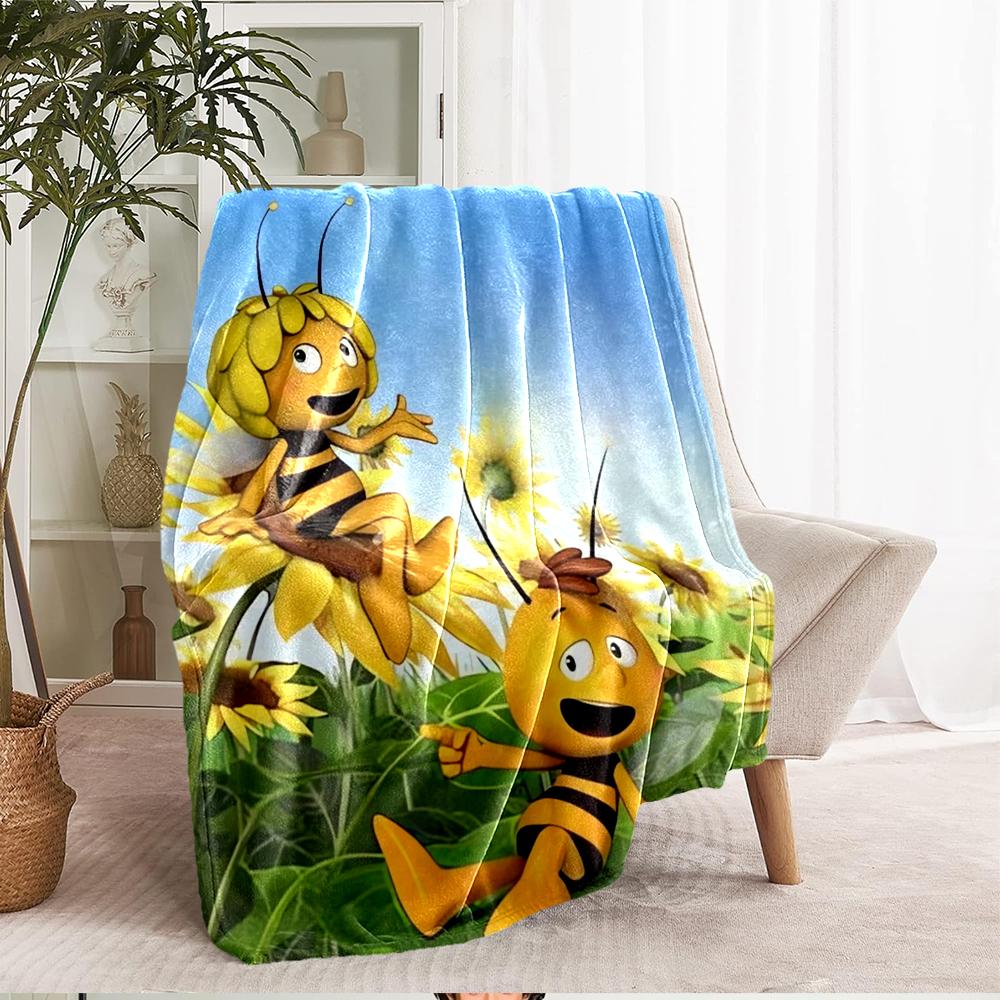 Maya the Bee Theme Printed Blanket - Perfect for Couch, Bed, Travel & Outdoor Use | Machine Washable, Cozy & Durable.