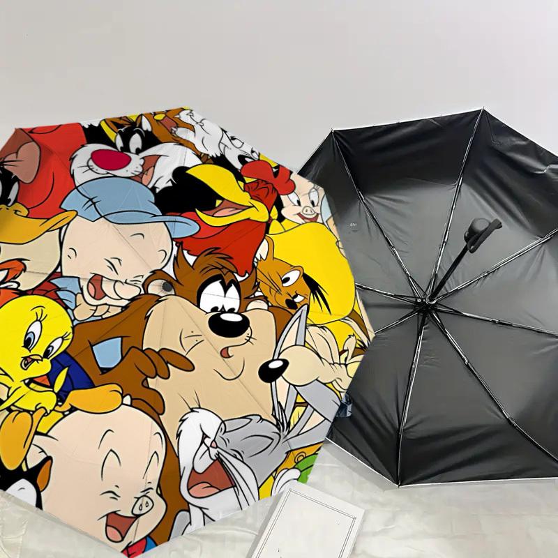 1PC Warner cartoon characters Automatic Open/Close Umbrella with Windproof, 22-Rib Sturdy Canopy, Durable Ribs1239A