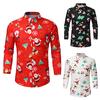 Men Casual Snowflakes Santa Candy Printed Christmas Shirt Top Blouse