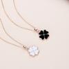 Sterling Temperature-Sensitive Two-Tone Clover Pendant Necklace Women Delicate Leaf Charm On Cross Chain