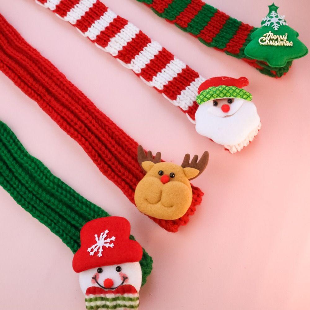 Elk Puppy Kitten Christmas Scarf Santa Claus Pet Color Blocked Scarf Cat Scarf  Cats