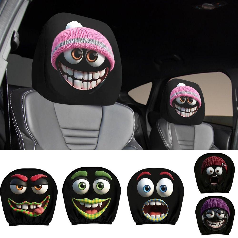 2PCS Exaggerated Car Headrest Covers Car Seat Headcover Halloween Christmas Holiday