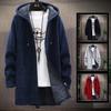 Autumn and Winter Men's Knitted Cardigan Plus Fleece Thickened Sweater Fashion Medium Length Coat Sweater