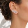 Delicate Leaf Jewelry 1 Pair Rhinestone Stud Earrings, Sparkly Faux Crystal Ear Climber Natural Inspired Earrings Cubic Zirconia Branch Arc