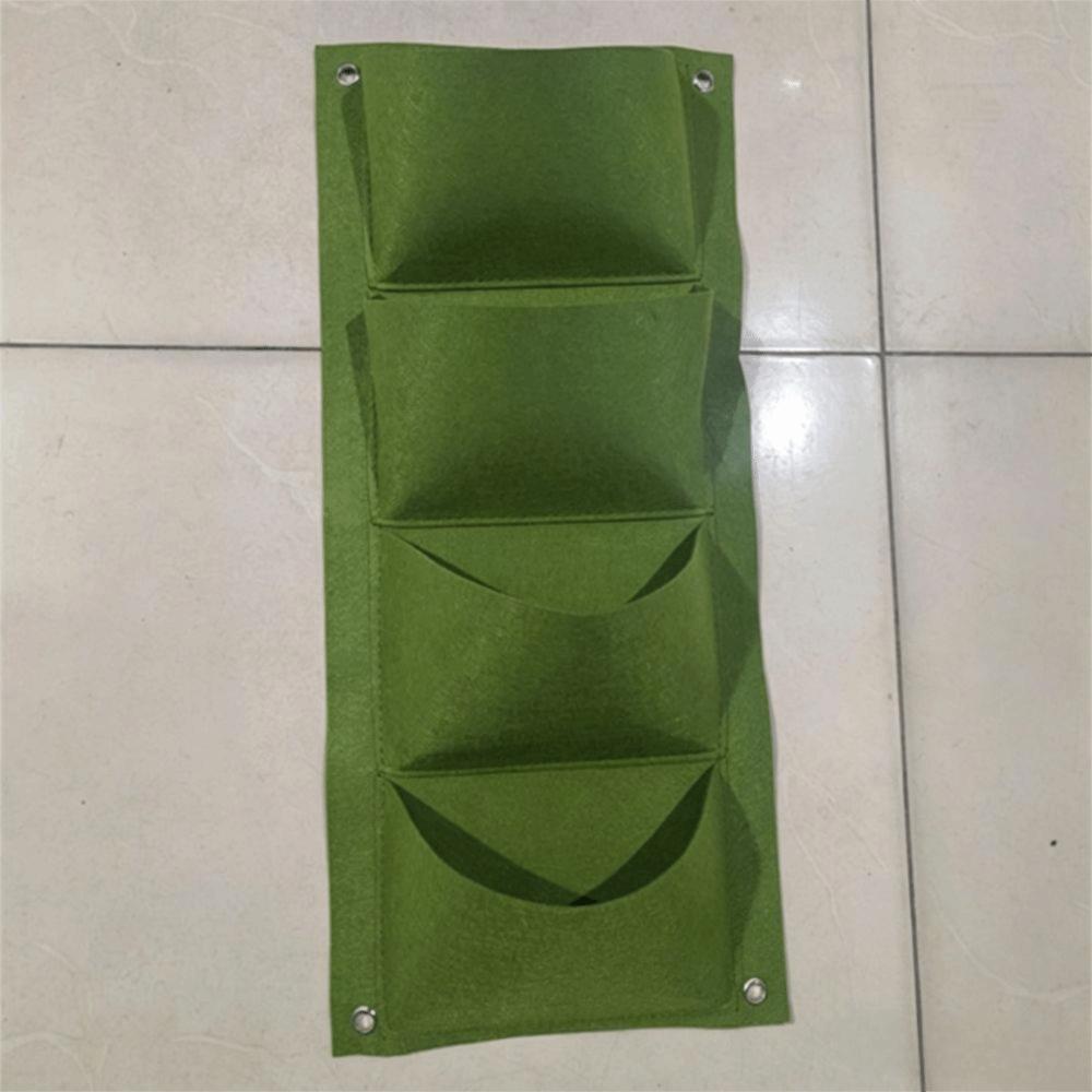 4 Pockets Hanging WallGrow Bag Big Size Durable Vertical Greening Bag Foldable Reusable Flower Growing Pouch Felt Cloth