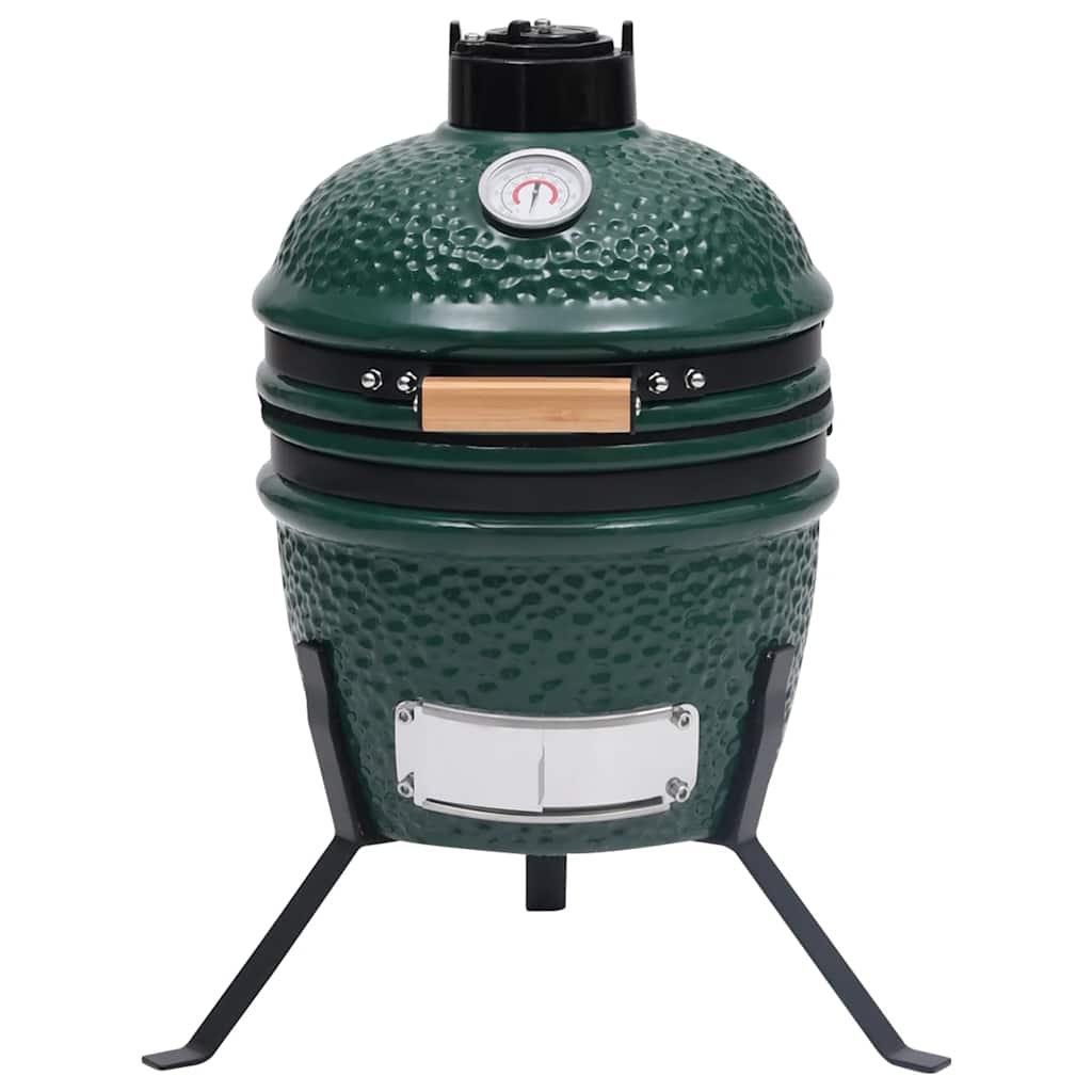 2 in 1 Kamado Grill Smoker Ceramic 56 cm Green