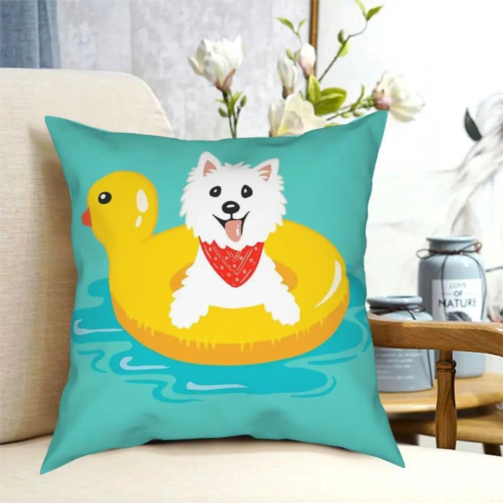 Westie Puppy At Sea Square Pillow Case Cushions for Sofa West Highland Terrier Dog Creative Cushion Covers