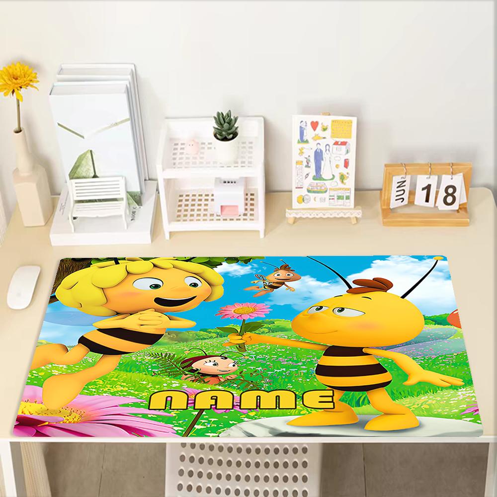 Custom Name Maya the Bee Theme Mouse Pad, Non Slip Rubber Base, Multifunctional Office & Home Decor, Perfect for Workspace Personalization.