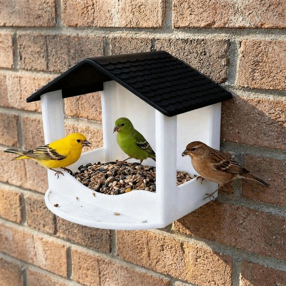 Rainproof Wall Hanging Bird Feeder House Shape Bird Feeding Station Wild Bird Feeder Backyard