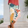 Women Plus Size Abstract Geometric Line Print High Waist Capri Leggings Stretchy Slim Fit Cropped Pants For Yoga Workout Casual Daily Wear