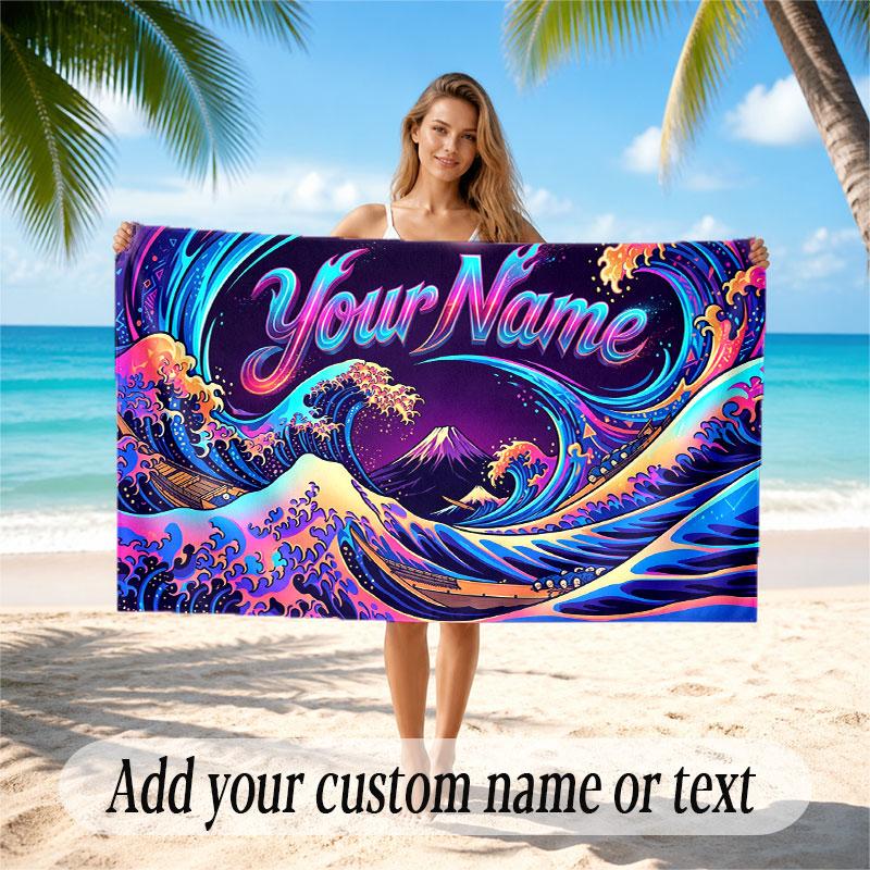 Octopus Sea Life Theme Soft Beach Towel Personalized Custom Name Text Towel Portable for Beach Pool Travel