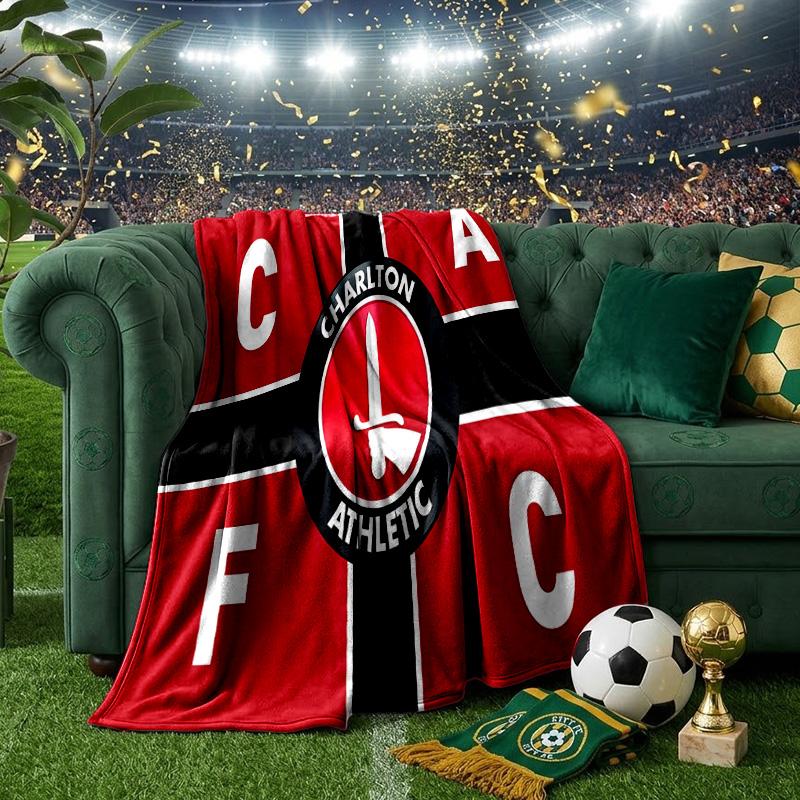 Charlton FC Crest Throws Blanket Flannel Blankets Plush for Couch Bed Gifts for Men Women Travel picnic blanket Christmas fan gifts