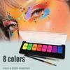8-Color Water-Soluble Fluorescent Body Paints Halloween Dark Night Glow Paintbrush DIY Quick Dry Pigments Paste Eyeline Makeup