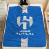 1Pc Al-Hilal Saudi Football Club Print Flannel Blanket High Quality Warm Comfortable Cover for All Seasons Perfect for Gifts Home Decor
