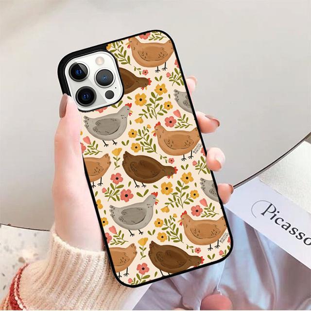 Мультяшный Чехол для Телефона с Курицей и Петухом Для iPhone 17 Air 16 15 14 13 12 11 Pro Max Plus Max Чехол-Оболочка