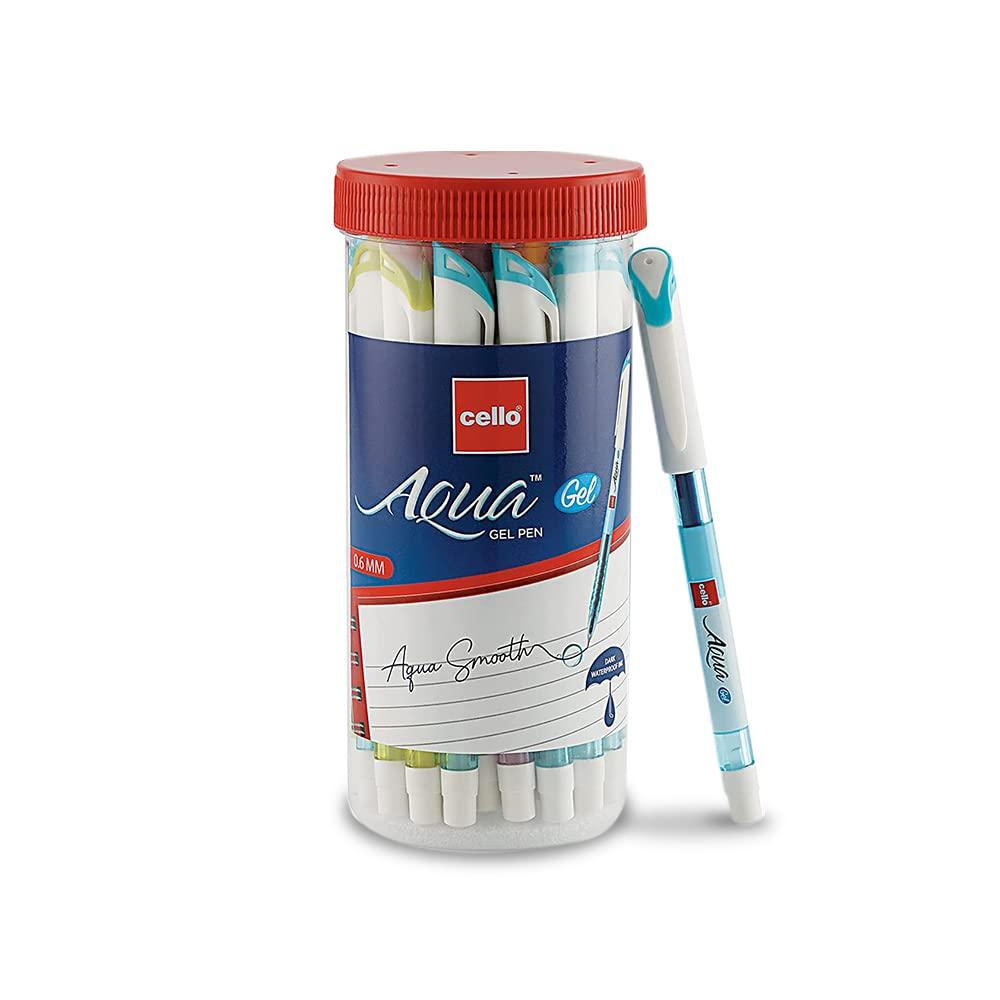 Cello Aqua Blue Gel Pen Set of 1 X 25 Units for Students, Office Use, Smooth Waterproof Writing