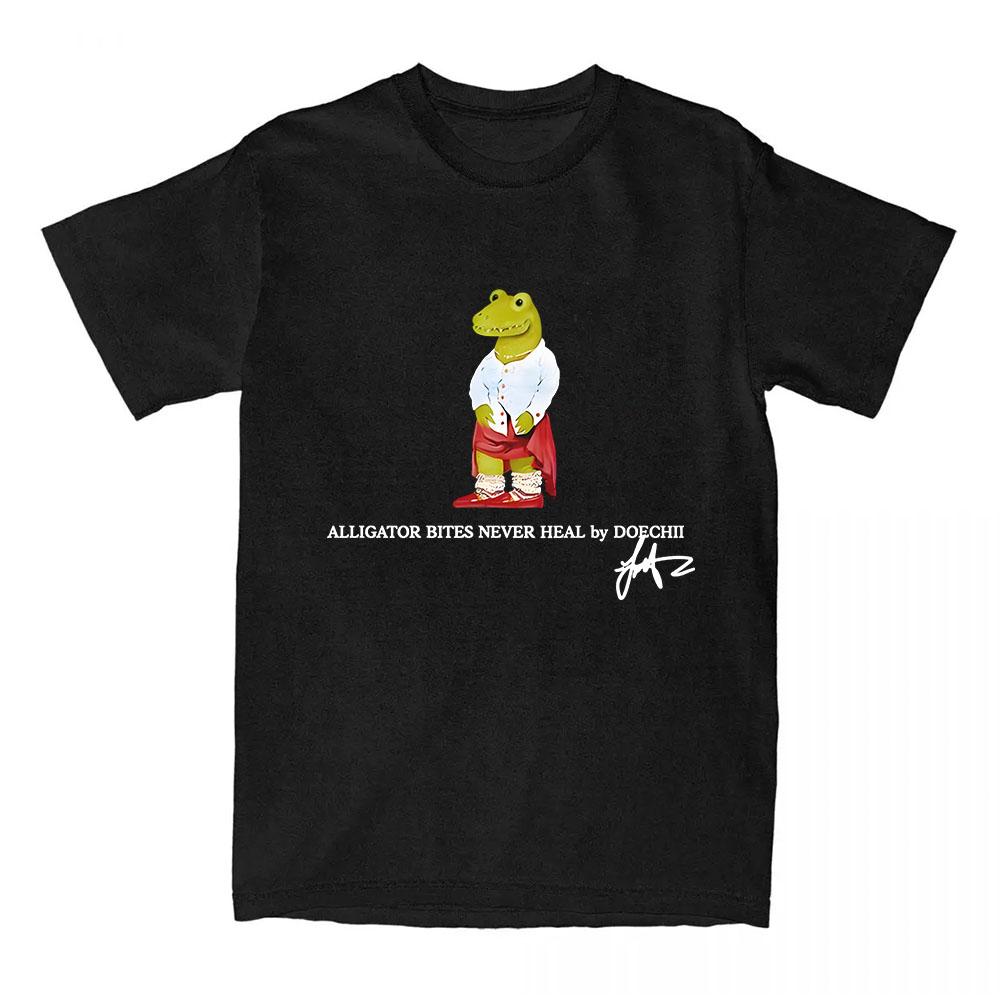 DOECHII Футболка с аллигатором Хлопок Короткий рукав Мода Женские футболки Унисекс Хип-хоп Уличная одежда Повседневная Футболка с круглым вырезом Мягкая Женская футболка