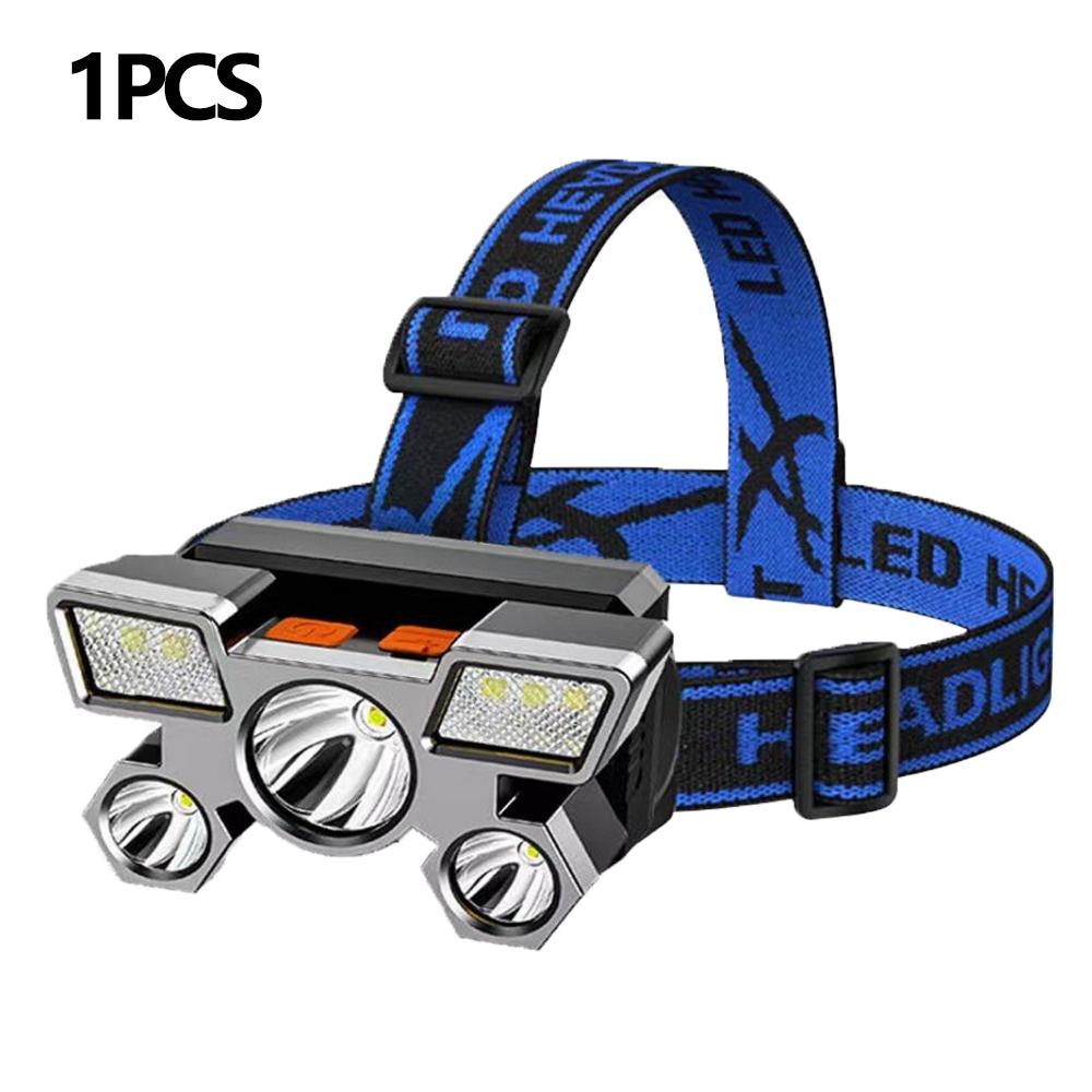 Powerful USB Rechargeable 5LED Headset Flashlight Outdoor Portable Fishing CampingHeadlights Hunting Torch HikingFront Lanterns