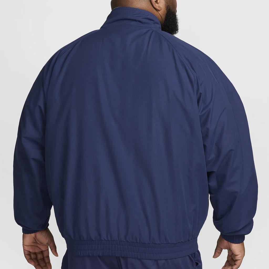 Nike Куртка повседневная Club Fleece Futura тканая с воротником-стойкой на молнии для мужчин Куртки Midnight-Navy White FZ0656-410