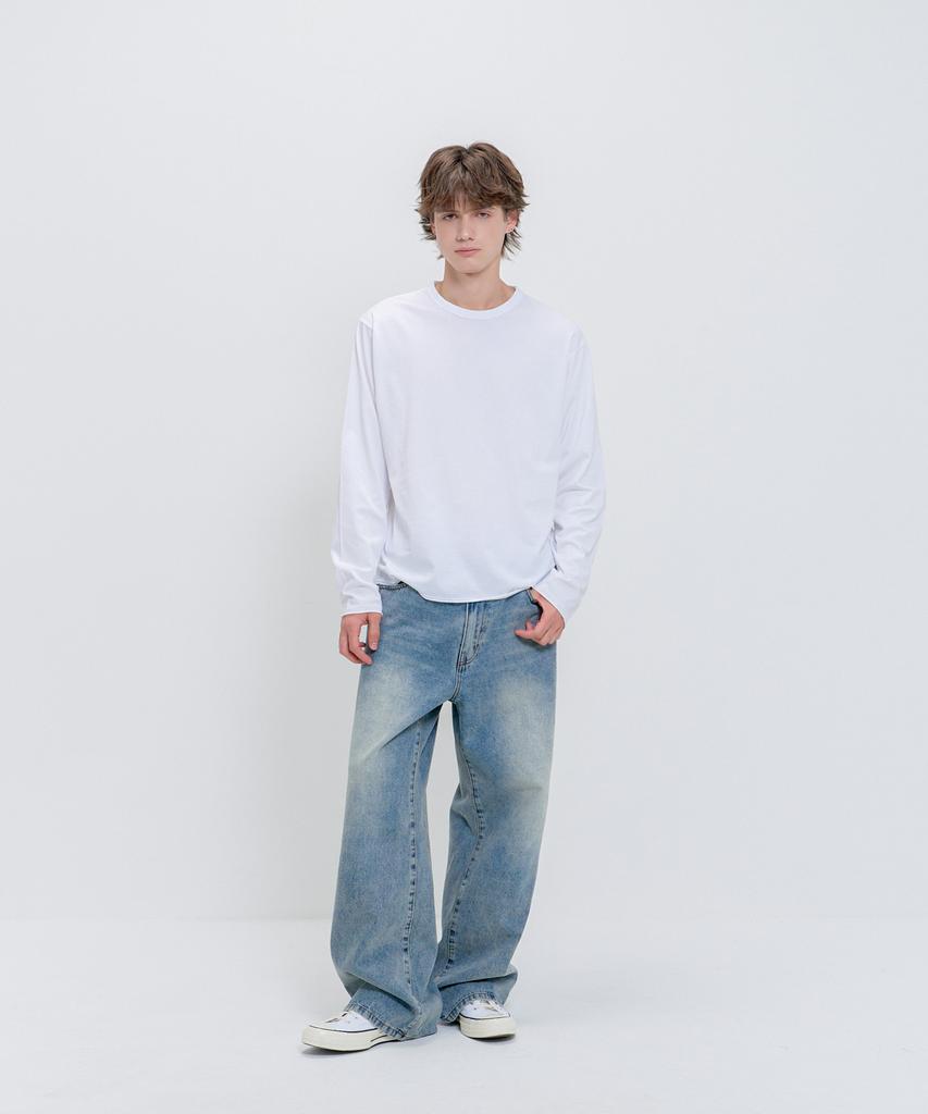 PSSHOPPER Layered Inner Cropped Long Sleeve T-Shirt [White]
