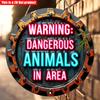 2D Flat 20*20cm1pc Warning Dangerous Animals In Area Circular Sign, Simple&retro Style Neon Text Signboard, Application To Dangerous Animals Area, Zoo