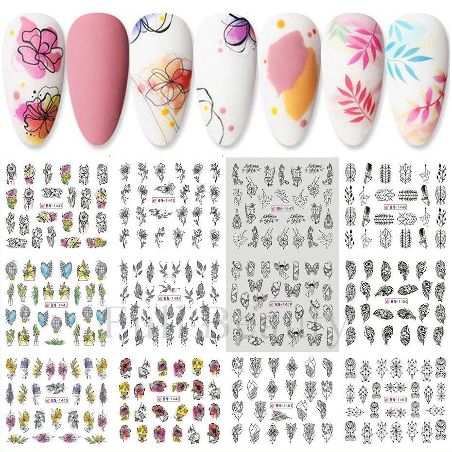 Наклейка для дизайна ногтей, Серия «Весенние и летние цветы и травы», Водная наклейка для ногтей с цветком Zou Ju