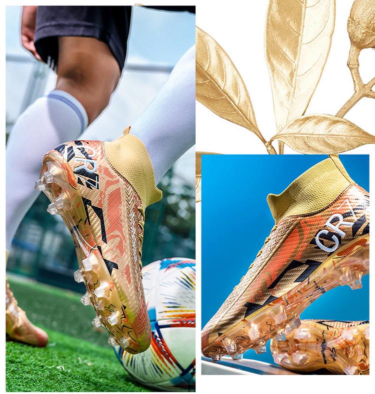 Унисекс высокие футбольные бутсы для искусственного покрытия с длинными шипами, подходят для школьников и взрослых, идеально подходят для тренировок и матчей.