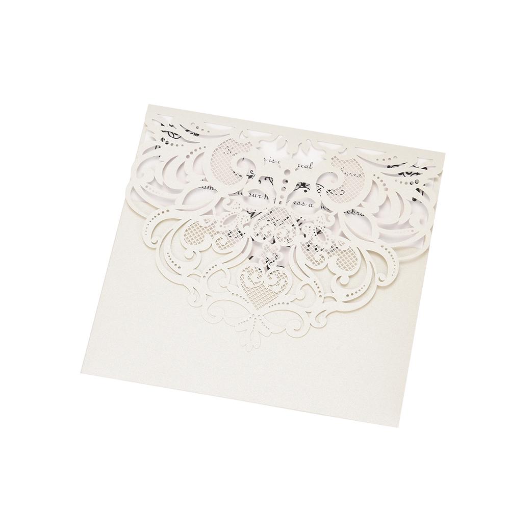 20Pcs Pearl Paper Cut Wedding Invitation Cards Greeting Card Kits Event Party Supplies with Blank Inner Sheet