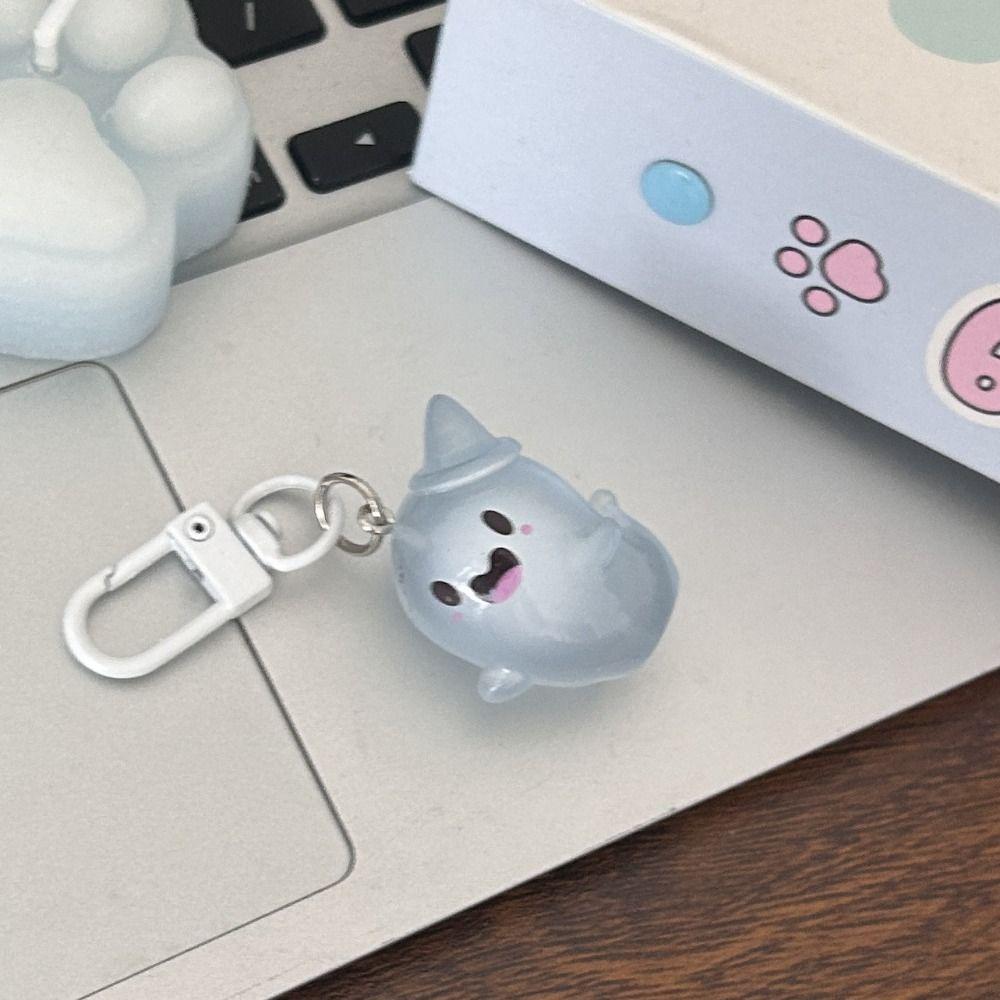 Car Keychains Luminous Keychain Halloween Resin Keychain Funny Jelly Ghost Keychain Men