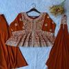 Radiant Rust Orange Georgette Sharara Set with Intricate Chikankari Embroidery