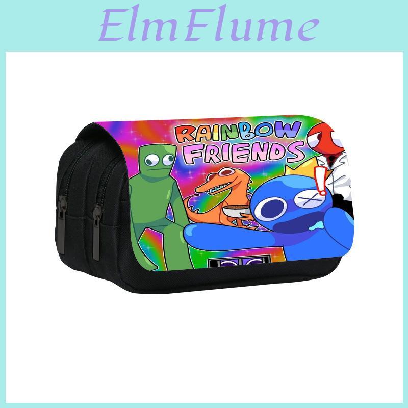 Rainbow Friends Nylon Pen Bag With Compartments For School Supplies And Office Use