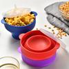 1/3Pcs Silicone DIY Microwave Popcorn Bowl Bucket Red Popcorn Maker with Lid Chips Fruit Dish High Quality Kitchen Easy Tools
