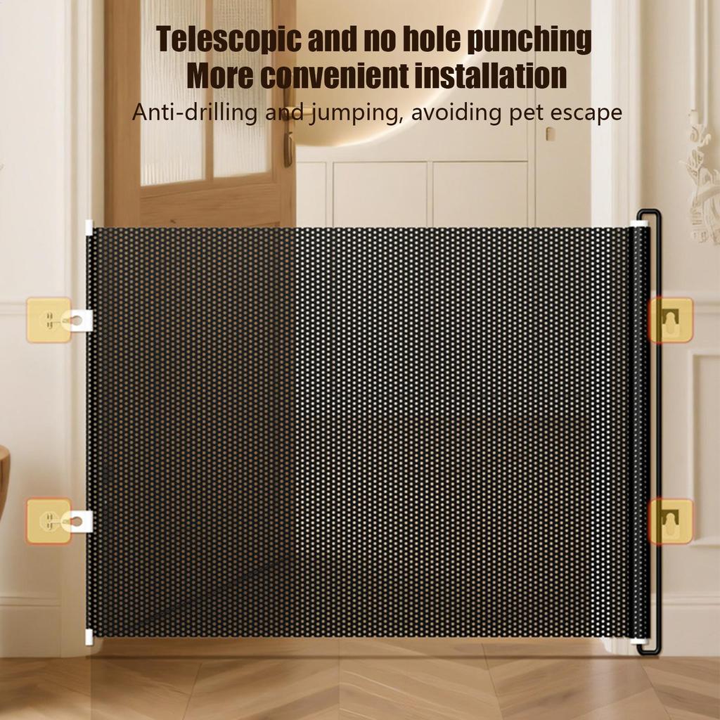 Втягивающиеся ворота безопасности для домашних животных, детский барьер, комнатная сетчатая ограда, барьер для лестницы для собак, котят с усиленной полосой, предотвращающий ползание