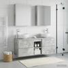 5 Piece Bathroom Furniture Set Concrete Grey Engineered Wood and Glass