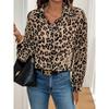 Elegant Leopard Print Long Sleeved Loose Shirt Top Blouses Shirts