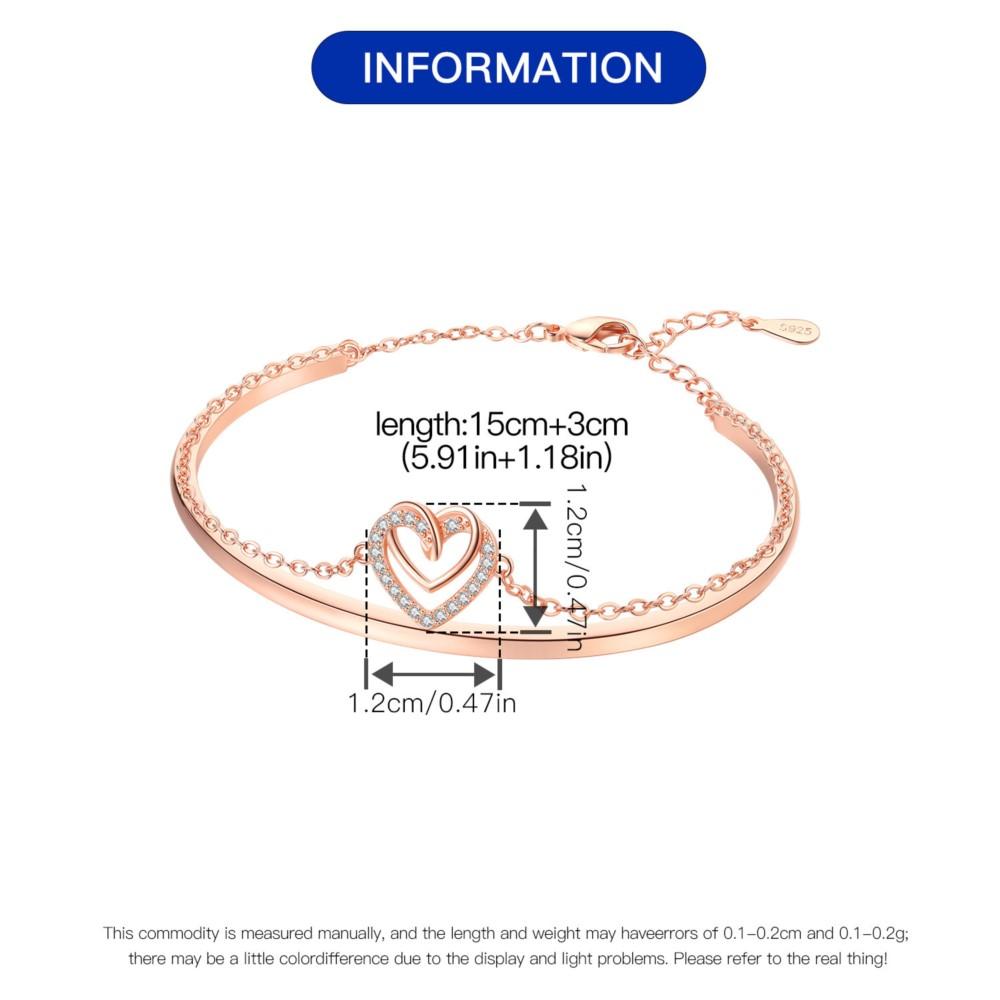 New 925 Silver Rose Gold Double-layer Heart Bracelet Chain Link Women Bracelet Birthday Festival Jewelry Gifts