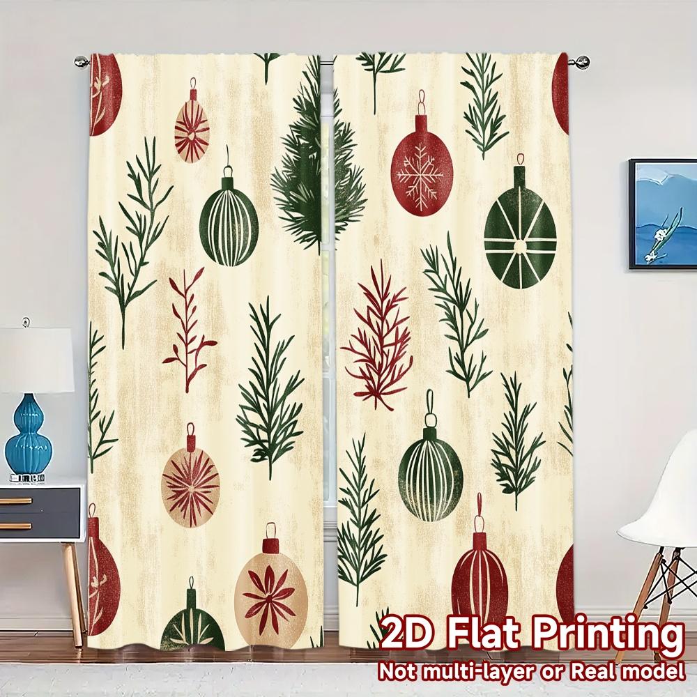 2Pcs,Curtains Christmas Ornament Trees Stars (2) Creative Popular Curtains Versatile Polyester Curtains Thermal Insulation, And